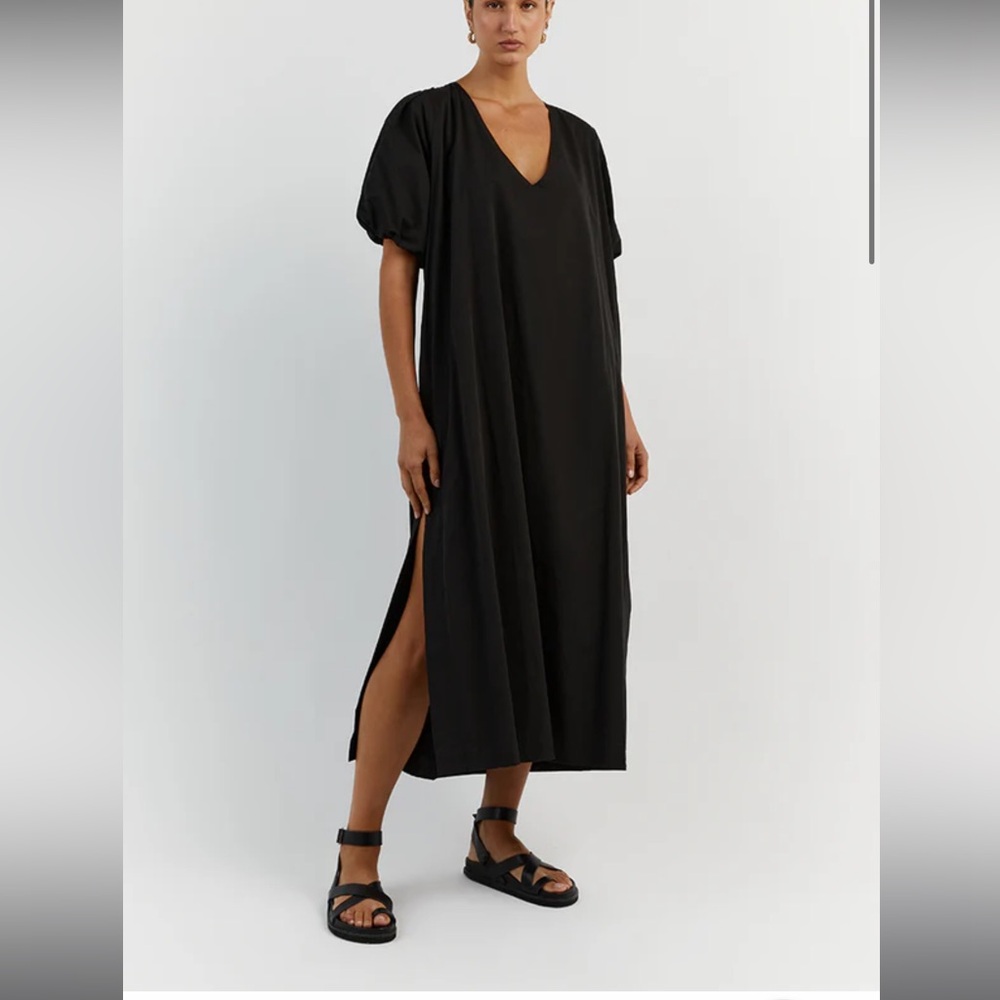 DISSH SKYLAR BLACK COTTON MIDI DRESS SIZE 4